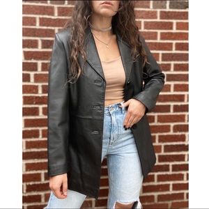 Vintage Bernardo Black Leather Jacket Blazer